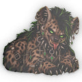 The Graveyard Hyena Pillow — Fierce Green-Eyed Spiked Hyena Design