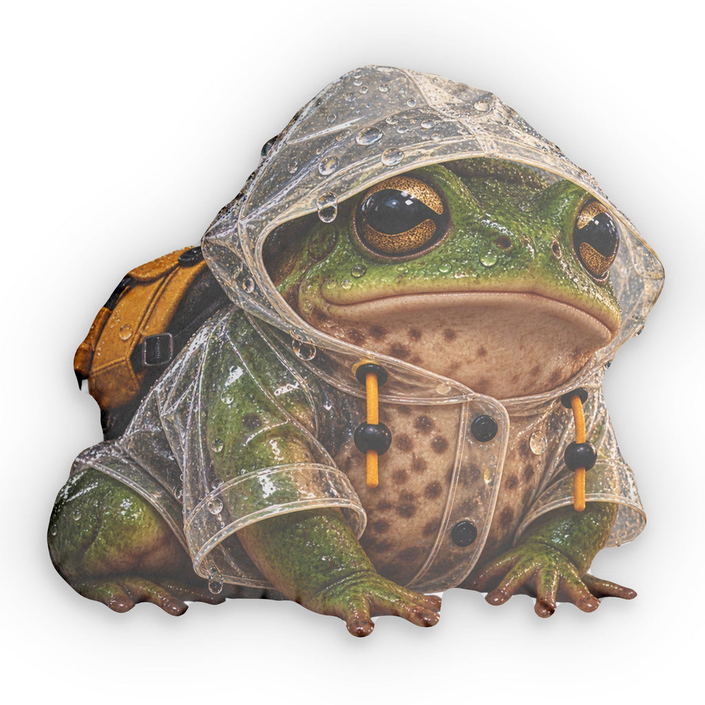 Raincoat Frog Custom Shaped Pillow | Cute Amphibian Decorative Pillow