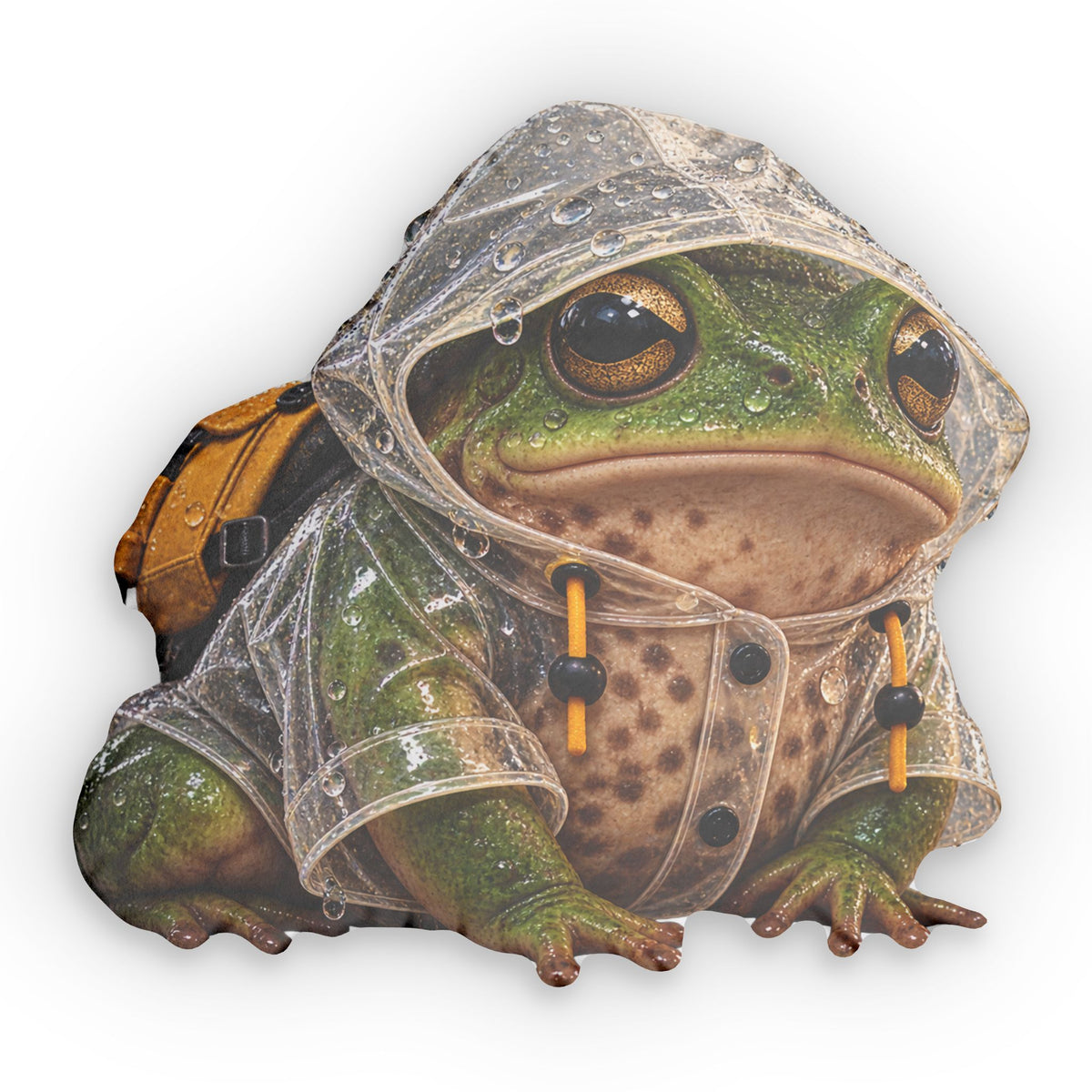 Raincoat Frog Custom Shaped Pillow | Cute Amphibian Decorative Pillow