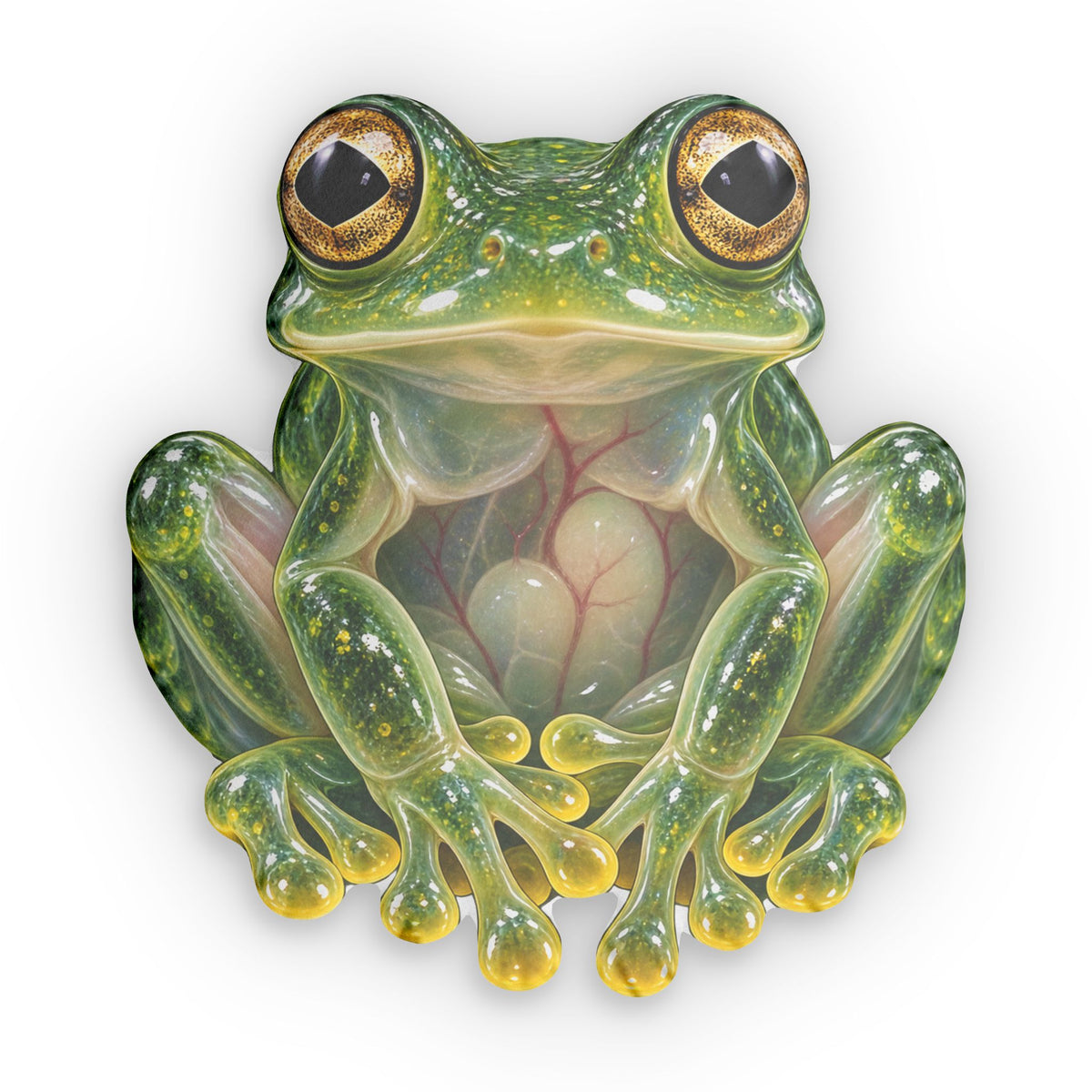 Glass Frog Shaped Pillow — Realistic Green Tree Frog Decorative Cushion
