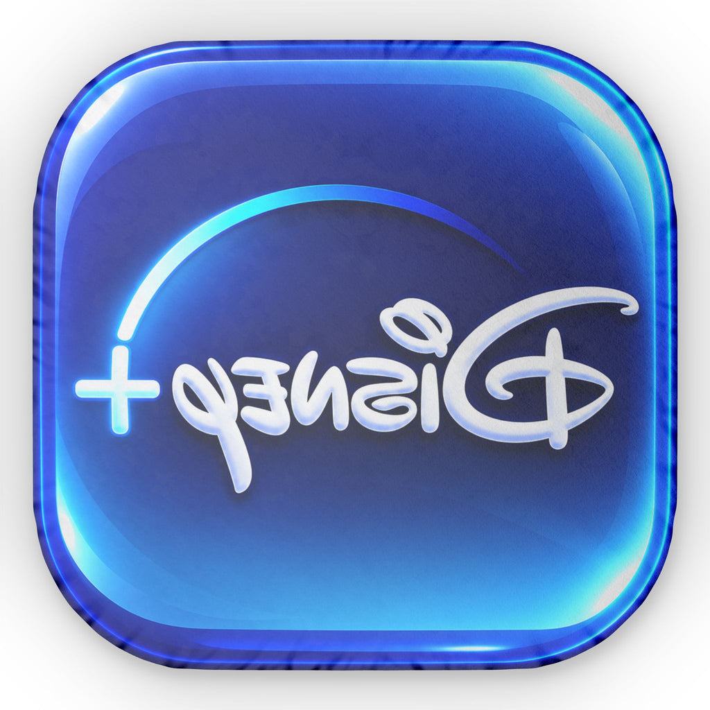 Disney Logo Custom Shaped Logo Pillow — Square Blue Streaming App Design