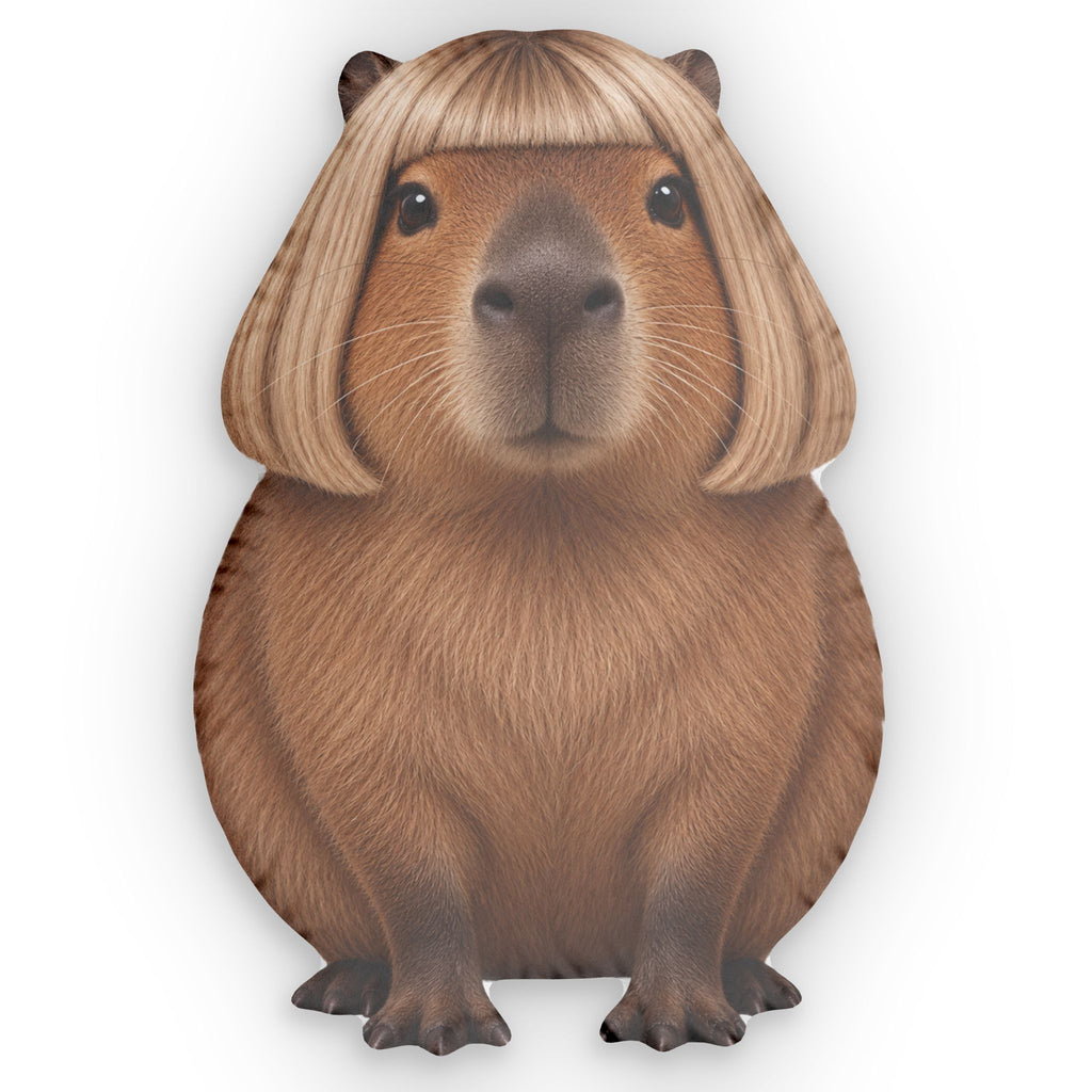 Wigged Capybara Pillow — Cute Custom Shaped Animal Throw Pillow