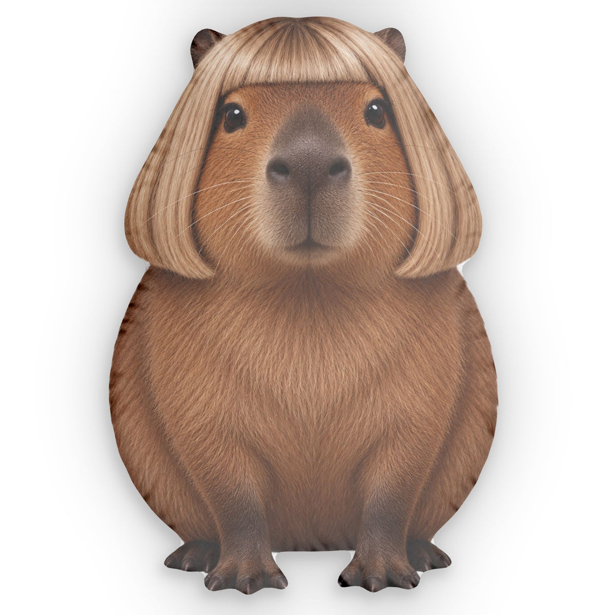 Wigged Capybara Pillow — Cute Custom Shaped Animal Throw Pillow