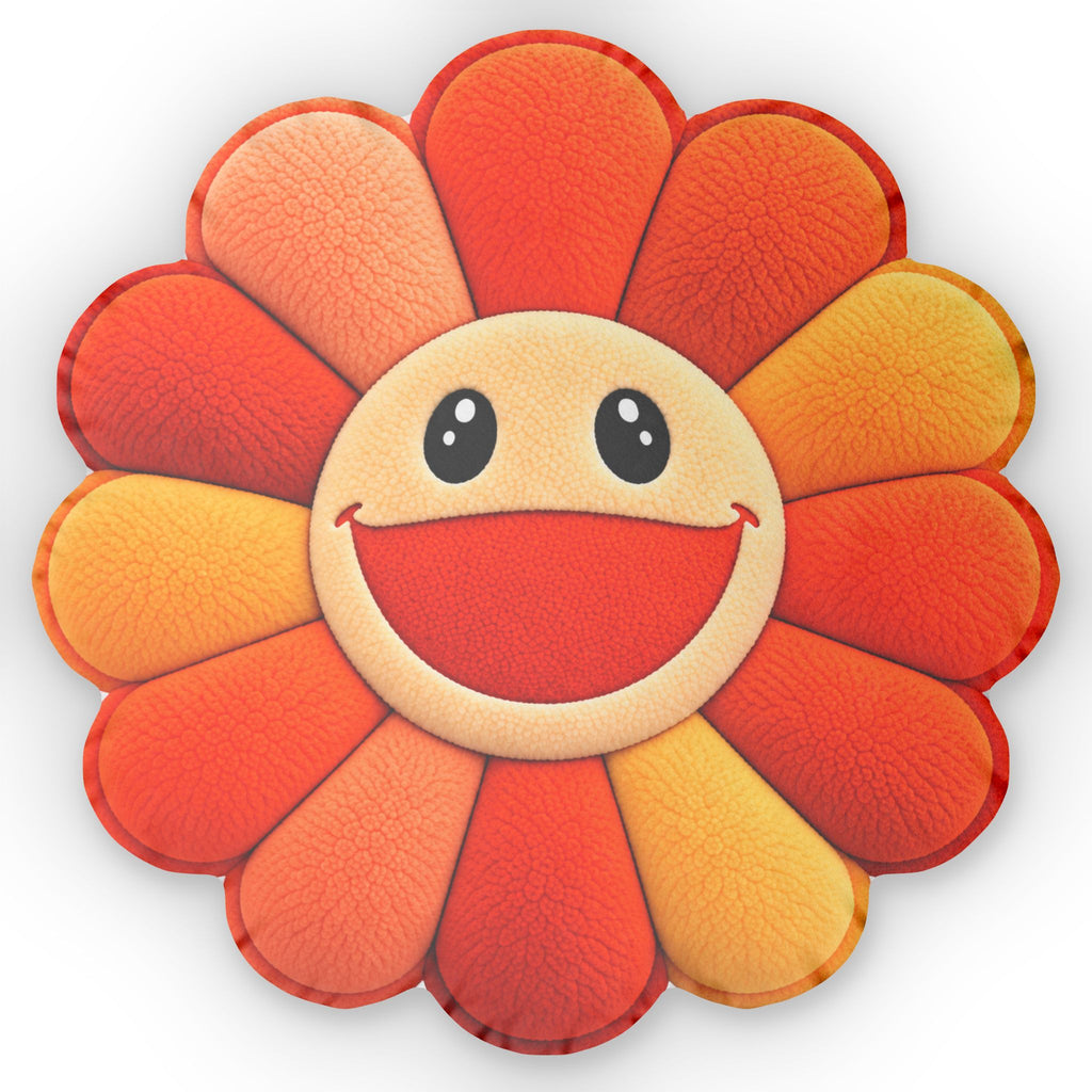 Smiling Sunflower Pillow — Bright Floral Shaped Throw Pillow