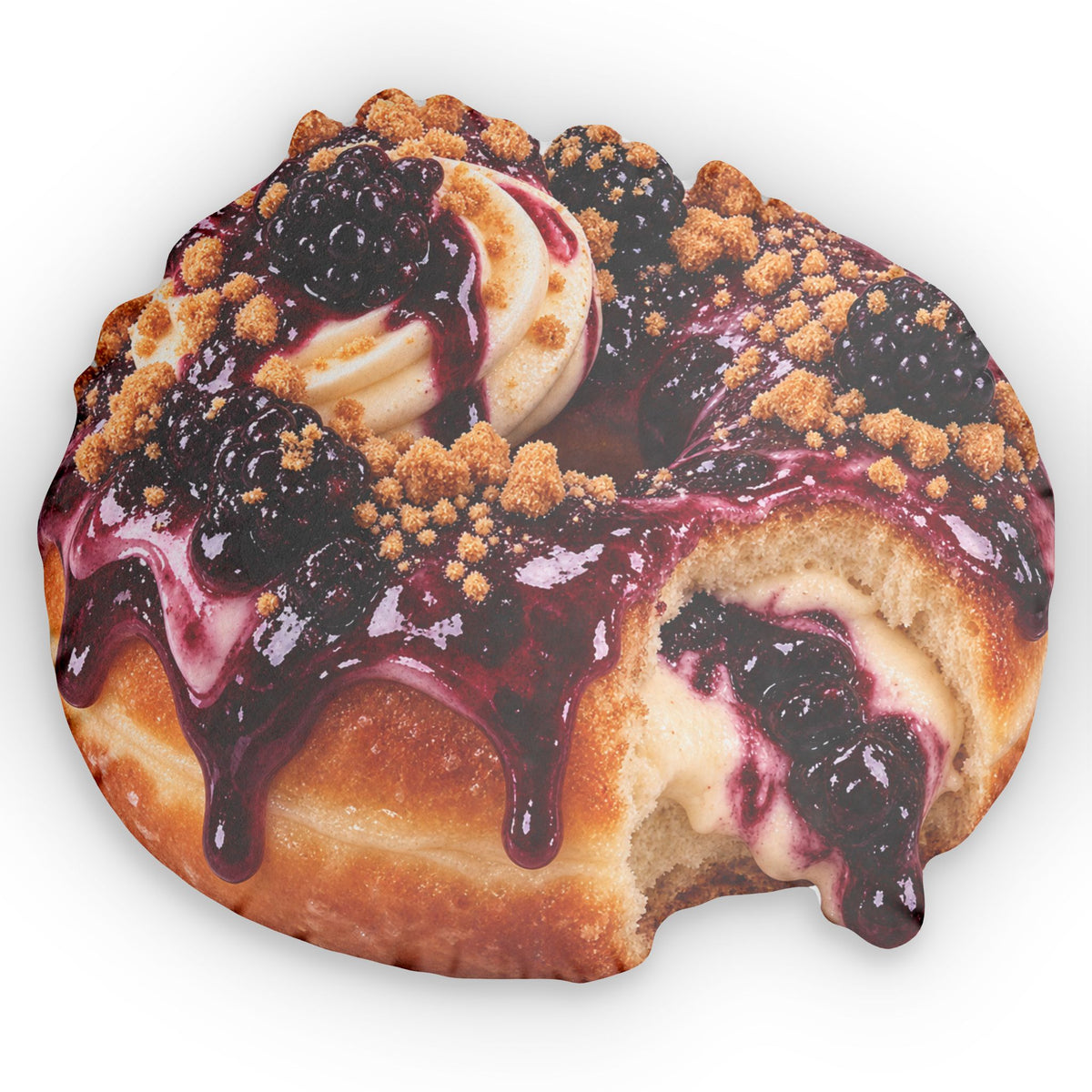 Blackberry Cheesecake Donut Shaped Pillow — Food Photo Throw Cushion
