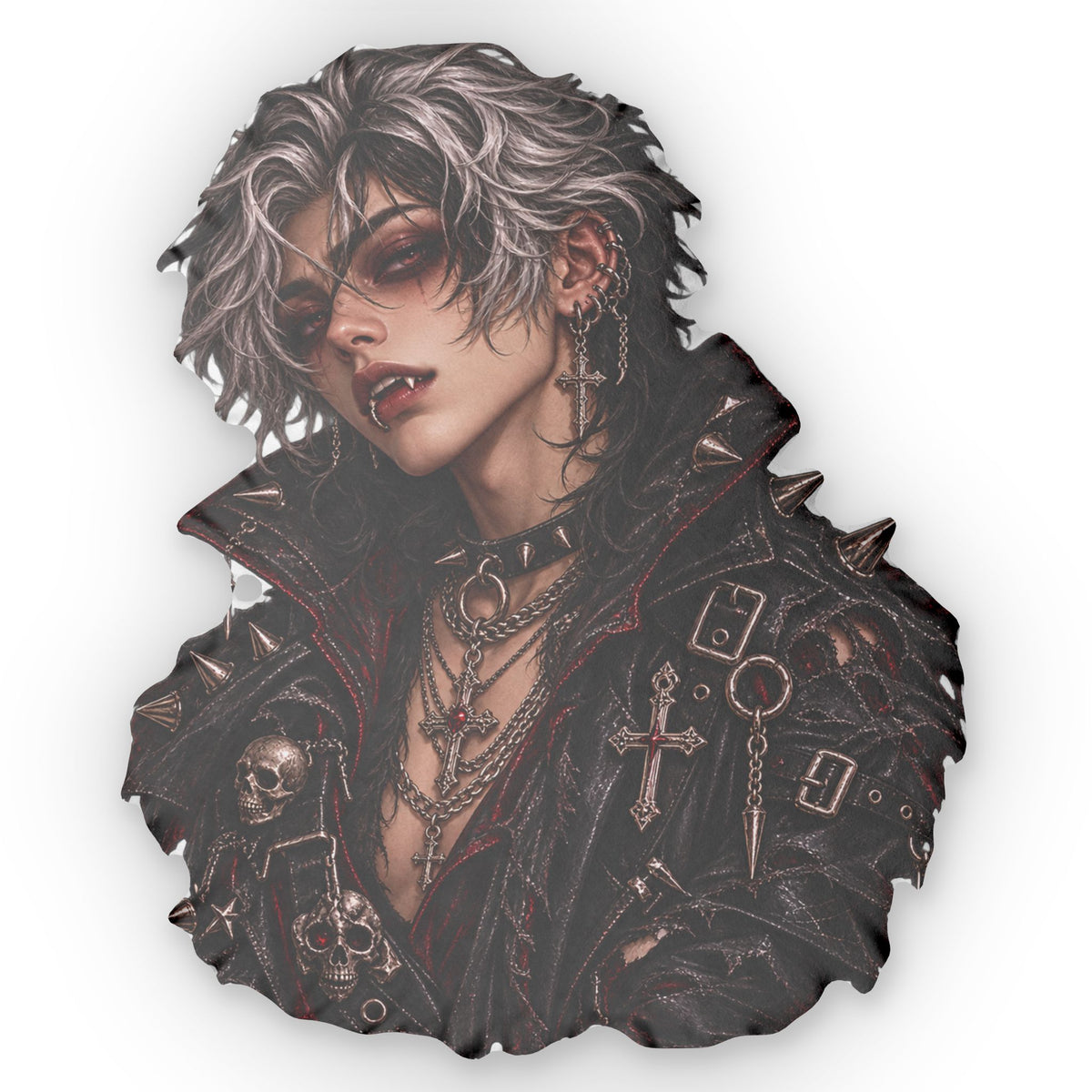 The Graveyard Heartthrob Shaped Pillow — Dark Anime Character Cushion