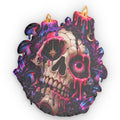 Gothic Dripping Skull Shaped Pillow — Neon Candle Skull Decorative Cushion