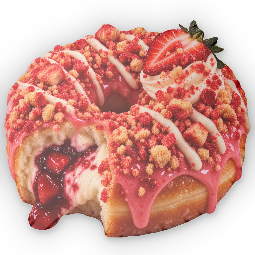 Strawberry Crunch Donut-Shaped Strawberry Crumble Pillow