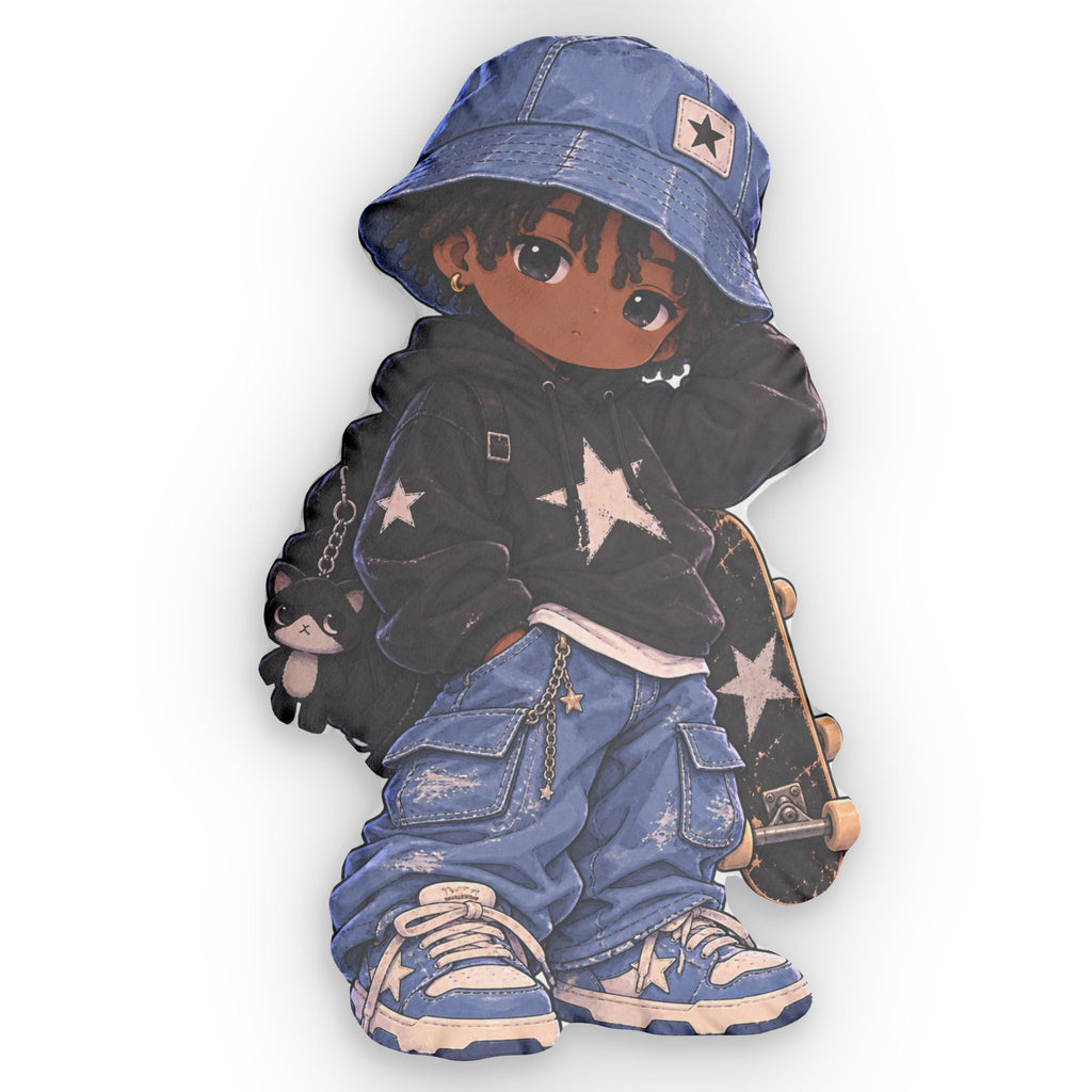 Starry Streetwear Boy Custom Shaped Pillow