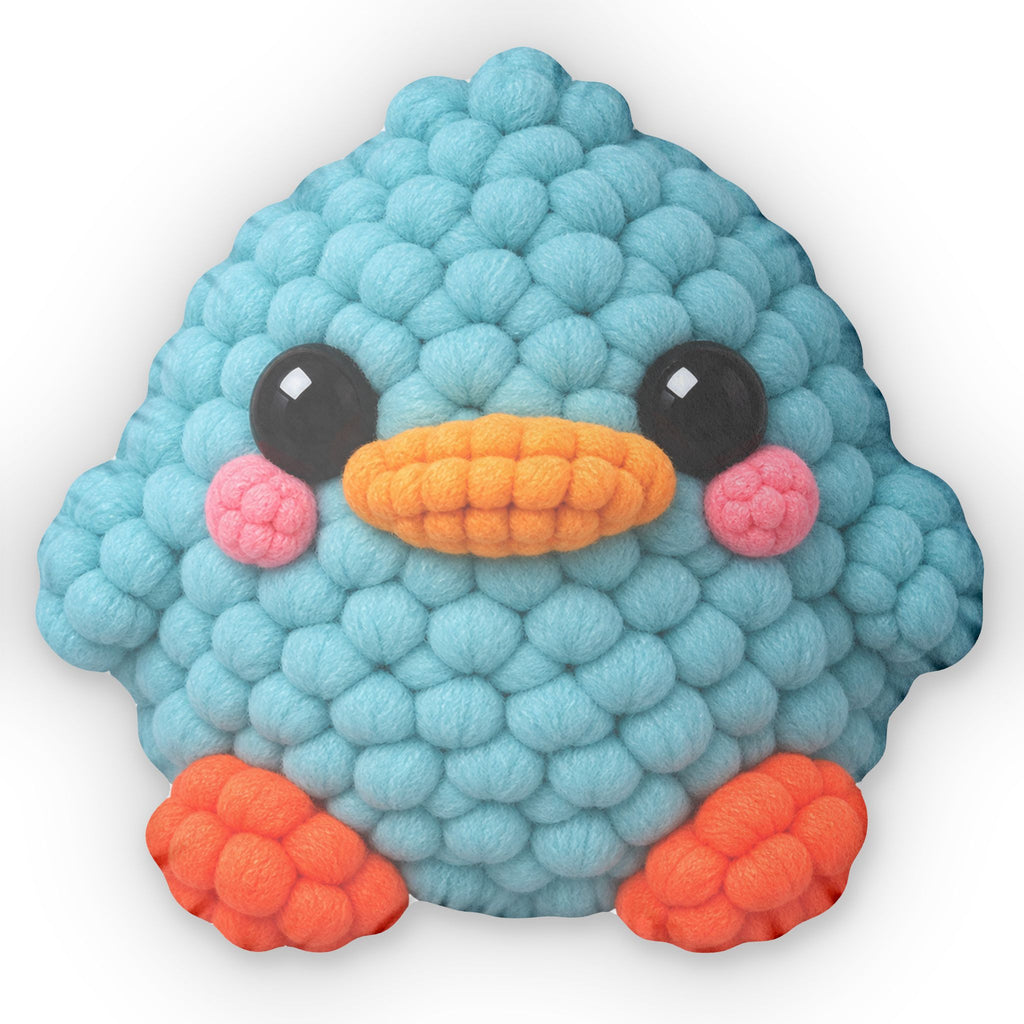 Cute Blue Chick Plush Pillow — Custom Shaped Decorative Throw Cushion
