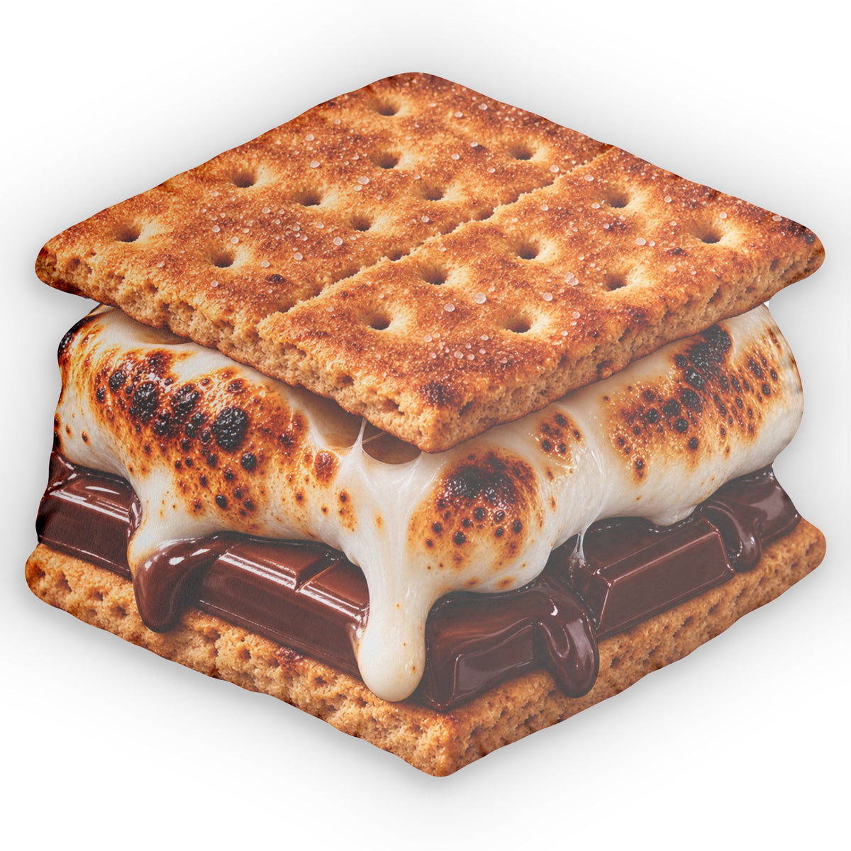 S’mores Shaped Pillow — Realistic Toasted Marshmallow & Chocolate Cushion
