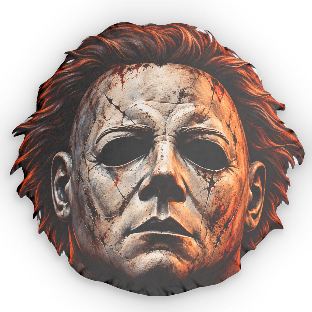 Michael Myers Horror Mask Shaped Pillow — Halloween Decorative Throw