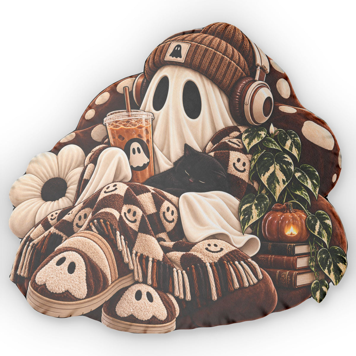 Ghost Cozy Pillow — Fall Halloween Decorative Throw Pillow