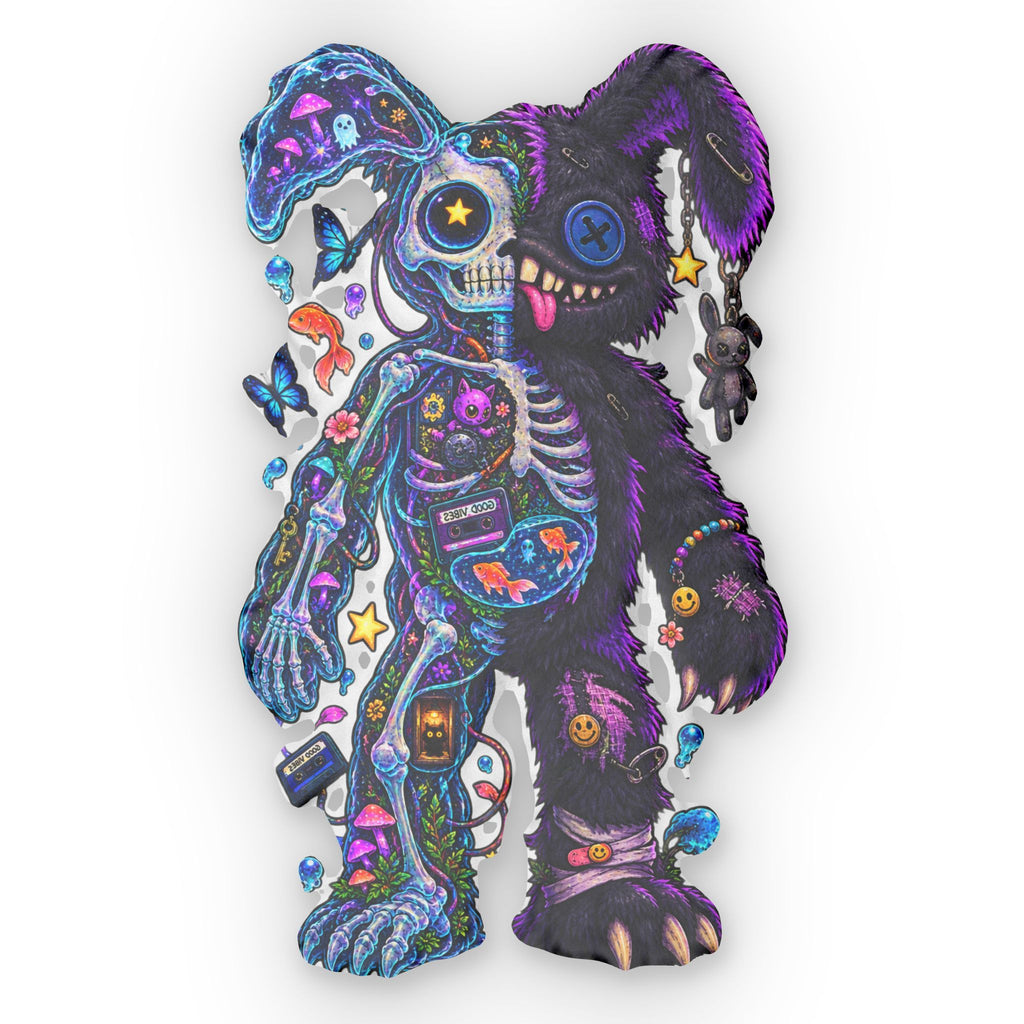Creepy Cute Teddy-shaped Pillow — Split Skeleton Plush Art Pillow