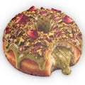 Pistachio Rose Donut Pillow — Realistic Pistachio Drip Dessert Cushion
