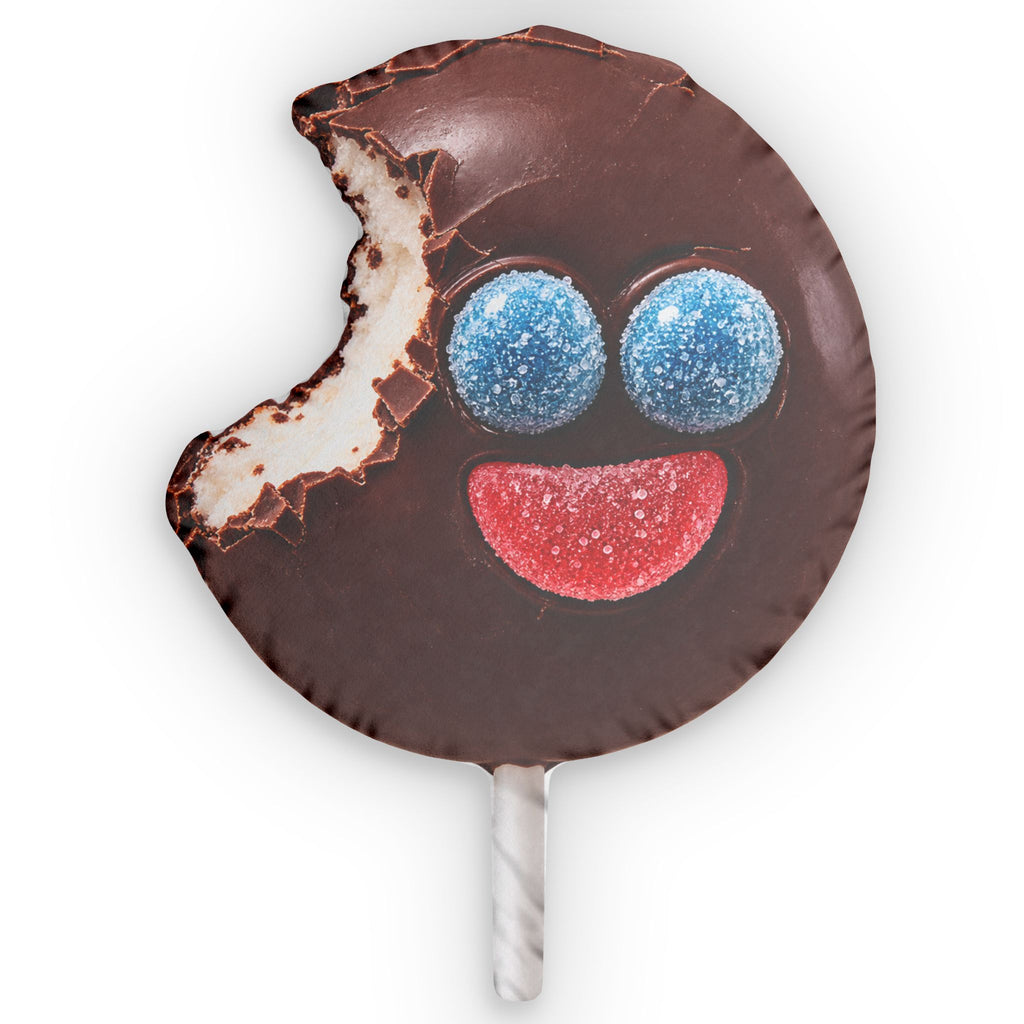 Cookie Lollipop Shaped Pillow — Bite-Sized Candy Face Decorative Cushion