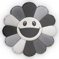Smiley Daisy Pillow — Black & White Flower-Shaped Decorative Cushion