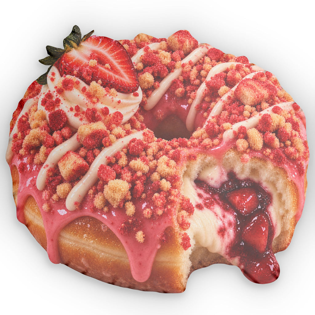 Strawberry Crunch Donut-Shaped Strawberry Crumble Pillow