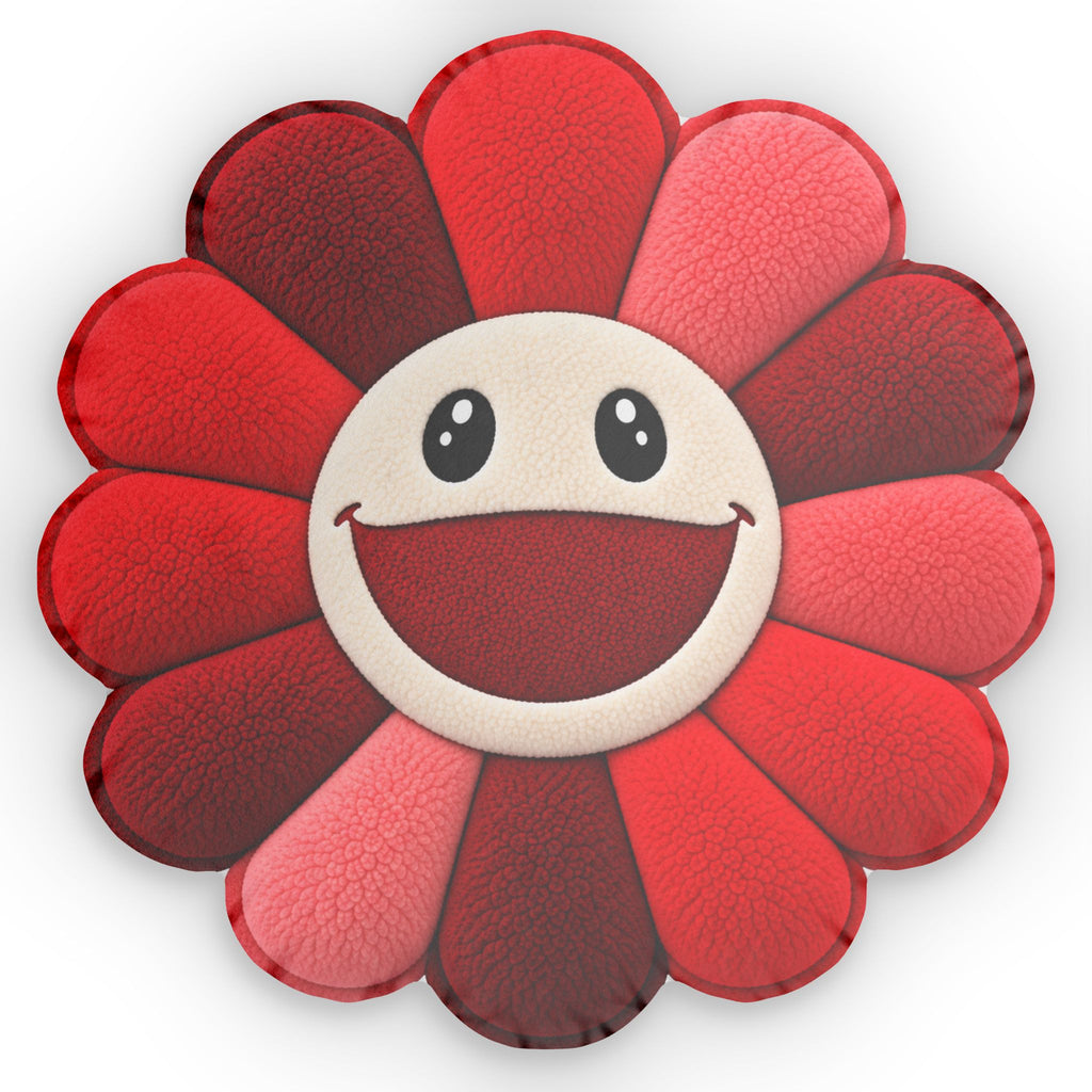 Smiling Red Flower Pillow — Cute Custom Shaped Decorative Cushion