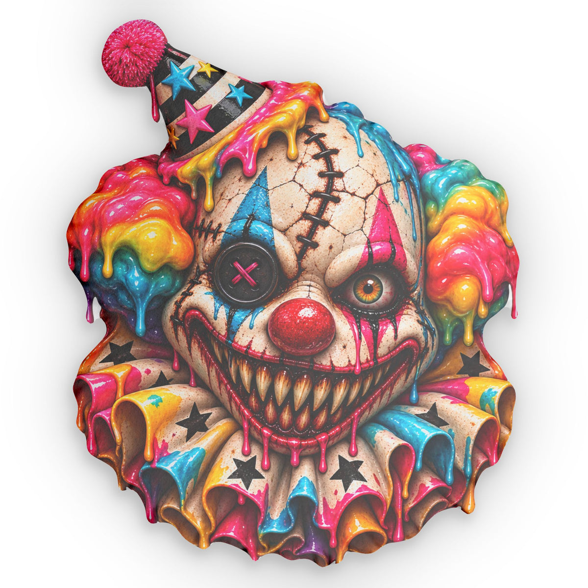 Creepy Clown Shaped Pillow — Colorful Horror Decorative Cushion