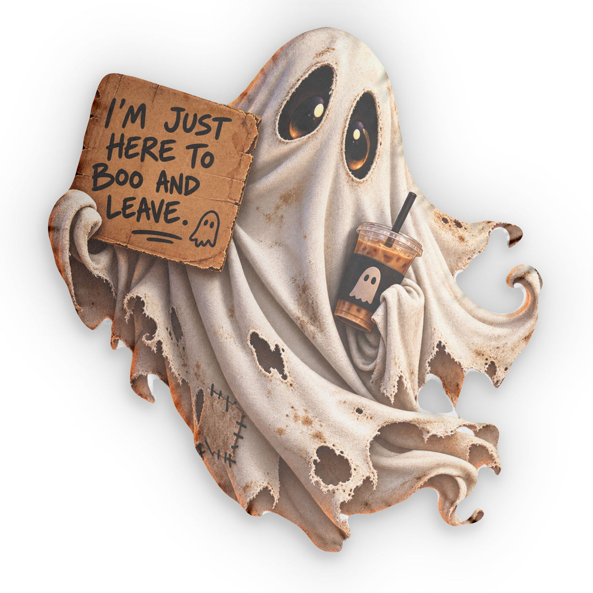 I'm Just Here To Boo And Leave ghost pillow | Custom Shaped Pillow, Halloween decor