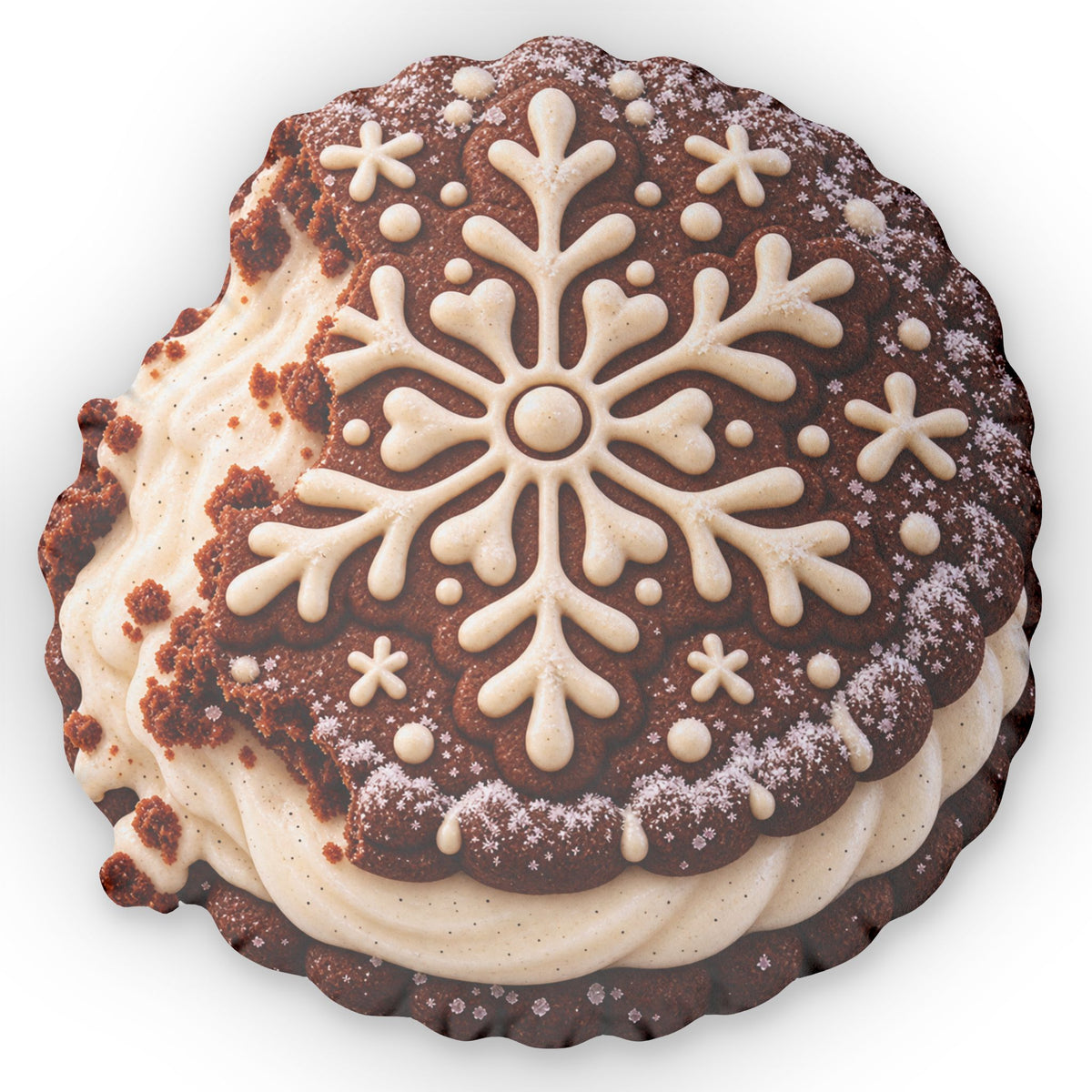 Snowflake Cookie Shaped Pillow — Festive Holiday Decorative Cushion