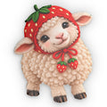 Cute Lamb Pillow — Strawberry Hat Shaped Throw Pillow