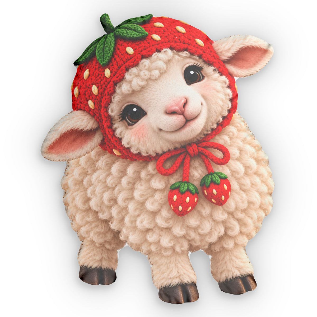 Cute Lamb Pillow — Strawberry Hat Shaped Throw Pillow