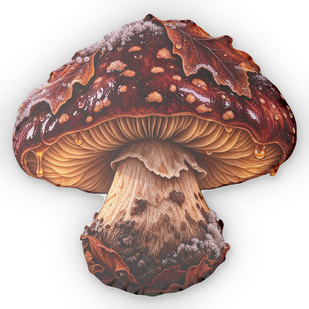 November mushroom Shaped Pillow — Realistic Forest Amanita Decorative Cushion