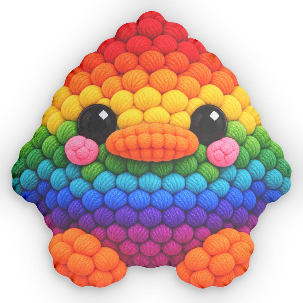 Rainbow Knit Chick Pillow — Cute Plush Decorative Cushion