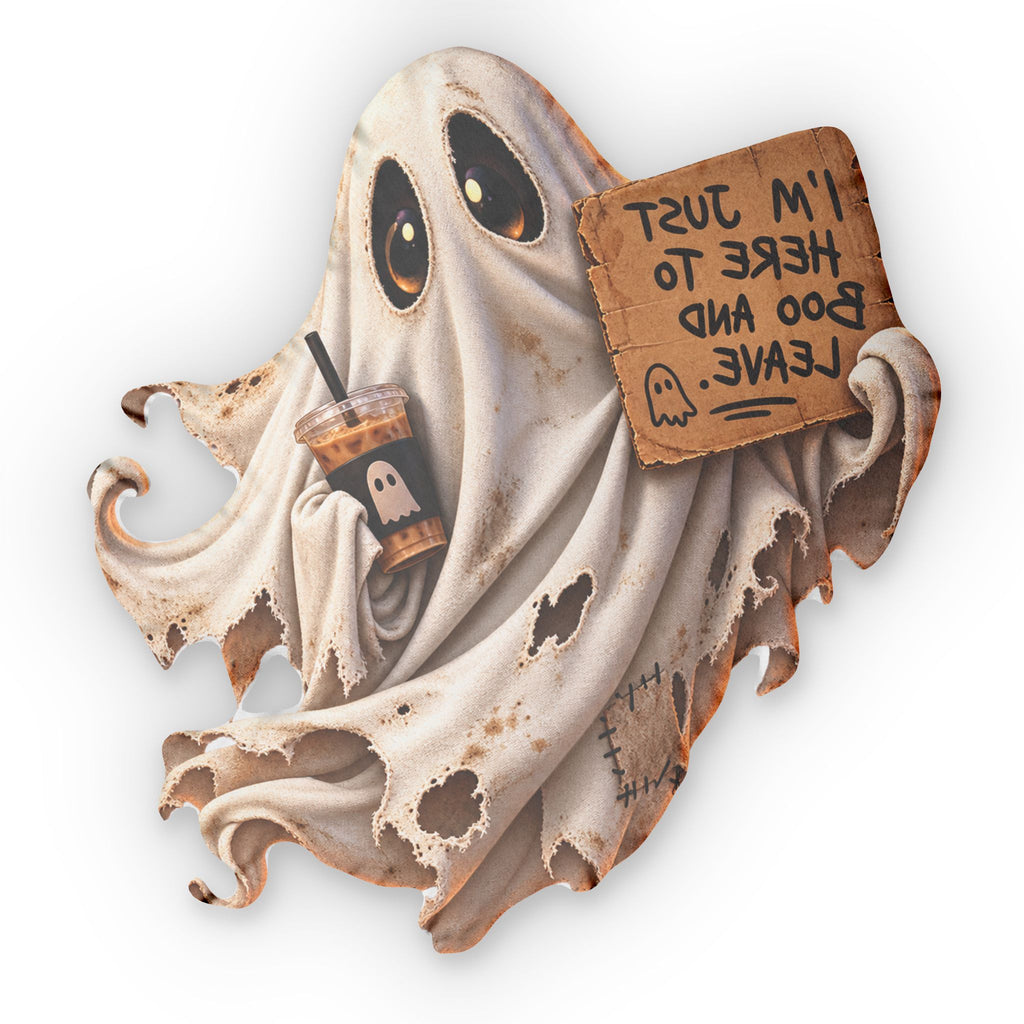 I'm Just Here To Boo And Leave ghost pillow | Custom Shaped Pillow, Halloween decor