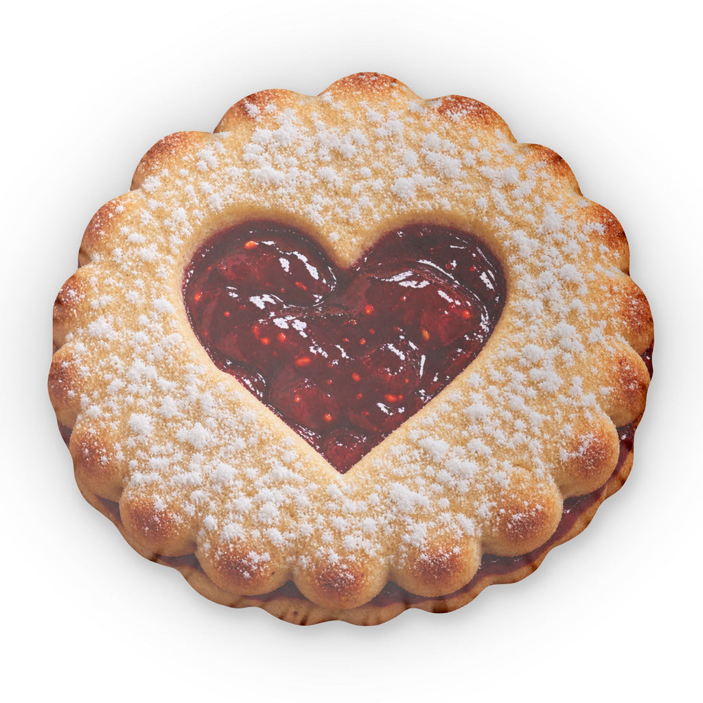 Cookie Heart Pillow — Jam-Filled Biscuit Shaped Throw Pillow