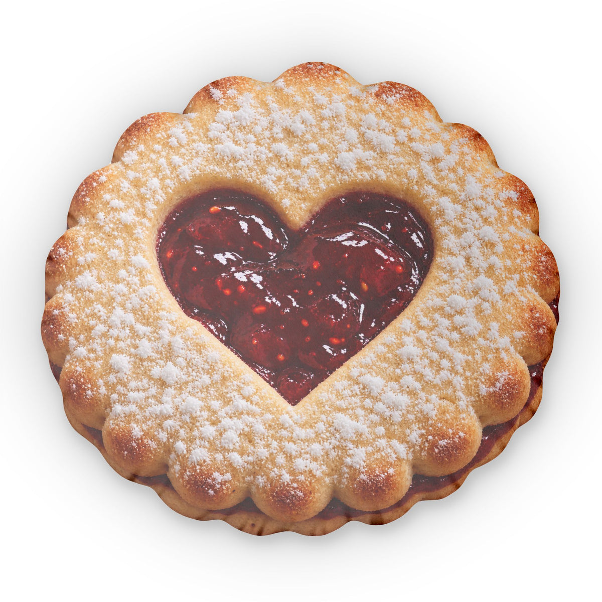 Cookie Heart Pillow — Jam-Filled Biscuit Shaped Throw Pillow