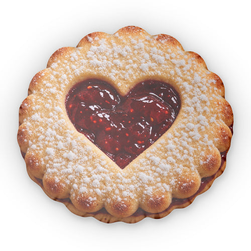 Cookie Heart Pillow — Jam-Filled Biscuit Shaped Throw Pillow