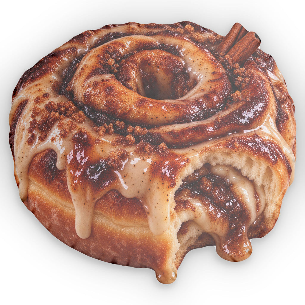 Brown Butter Cinnamon Roll Donut  Shaped Pillow — Realistic Dessert Plush Cushion