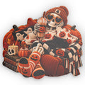 Halloween Skeleton Lounge Shaped Pillow – Cozy Pumpkin & Ghost Fall Decor