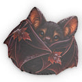 Bat-Shaped Decorative Pillow — Cute Bat Face with Autumn Leaves