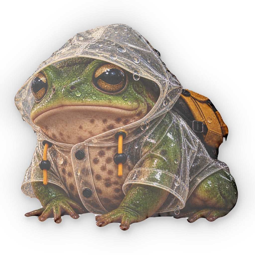 Raincoat Frog Custom Shaped Pillow | Cute Amphibian Decorative Pillow