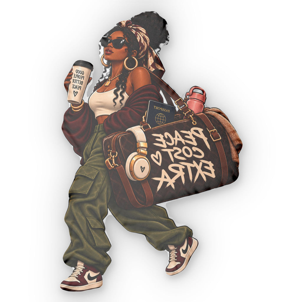 Peace Cost Extra Shaped Pillow — Fashionable Woman Graphic Throw Pillow
