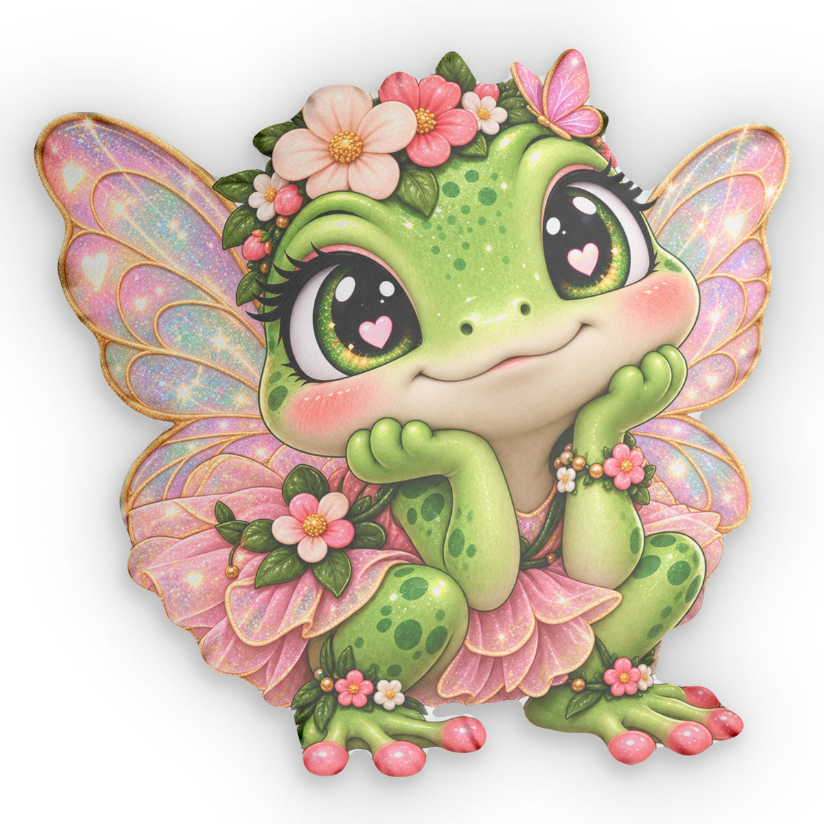 Fairy Frog Shaped Pillow — Cute Floral Fantasy Throw Pillow