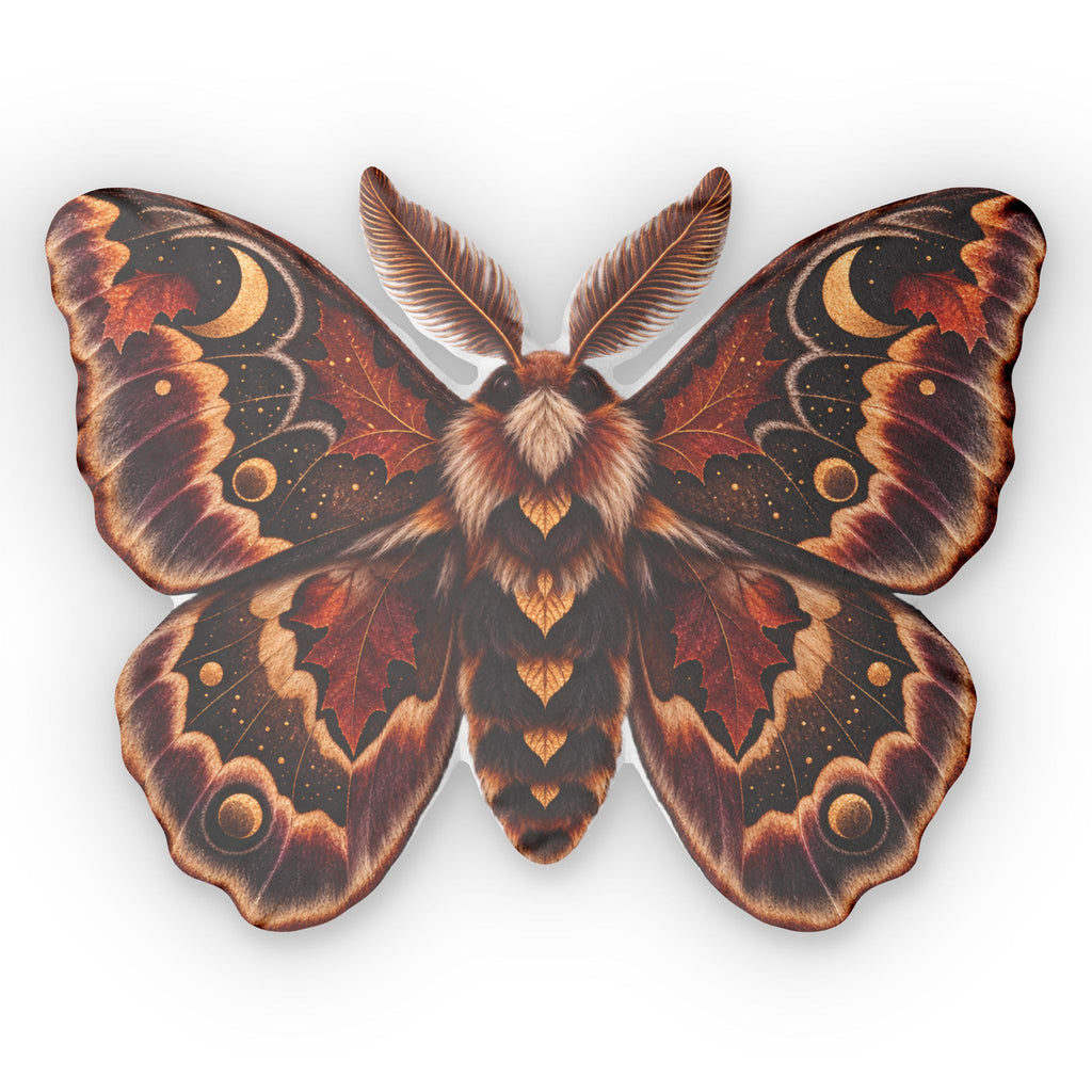 Moth-Shaped Decorative Pillow — Moon & Autumn Art Throw Pillow