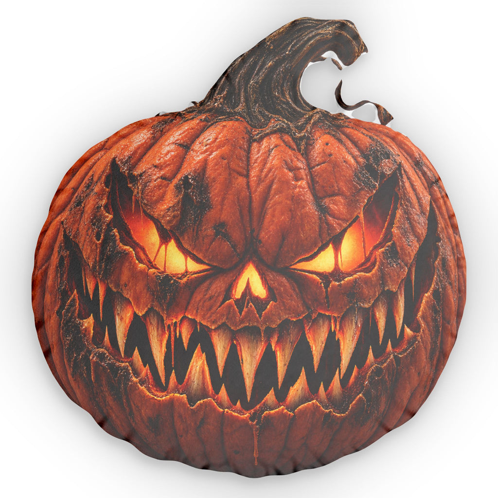 Scary Jack-O'-Lantern Pumpkin Pillow — Halloween Decor