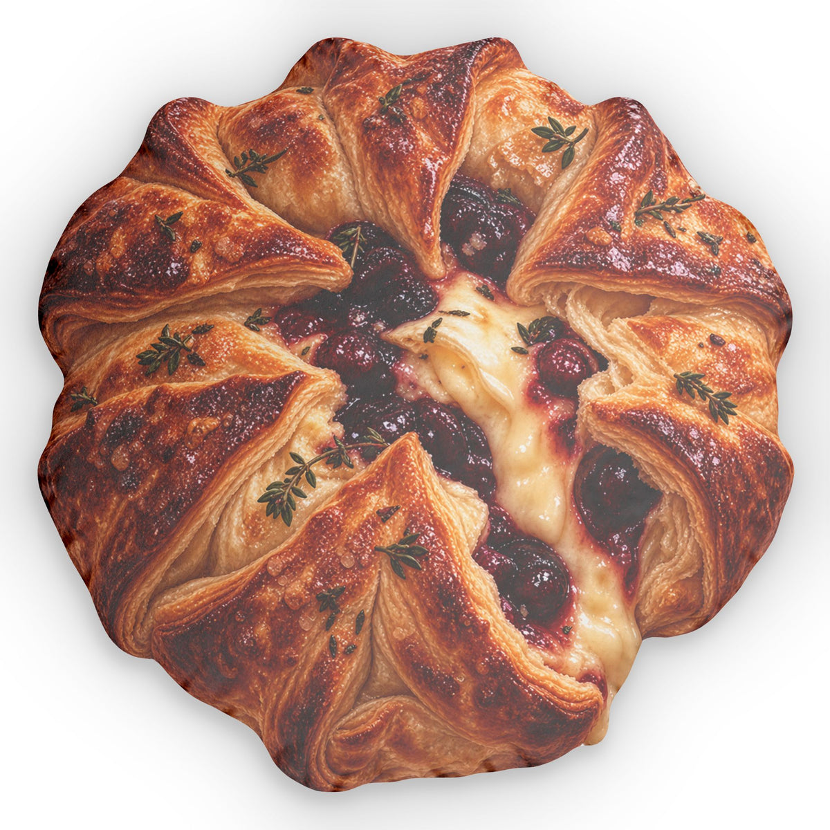 Cranberry Brie Parcel Round Pillow — Custom-Shaped Dessert Throw Pillow