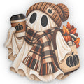 Autumn Ghost Shaped Pillow – Cozy Fall Decor with Pumpkin Latte Design