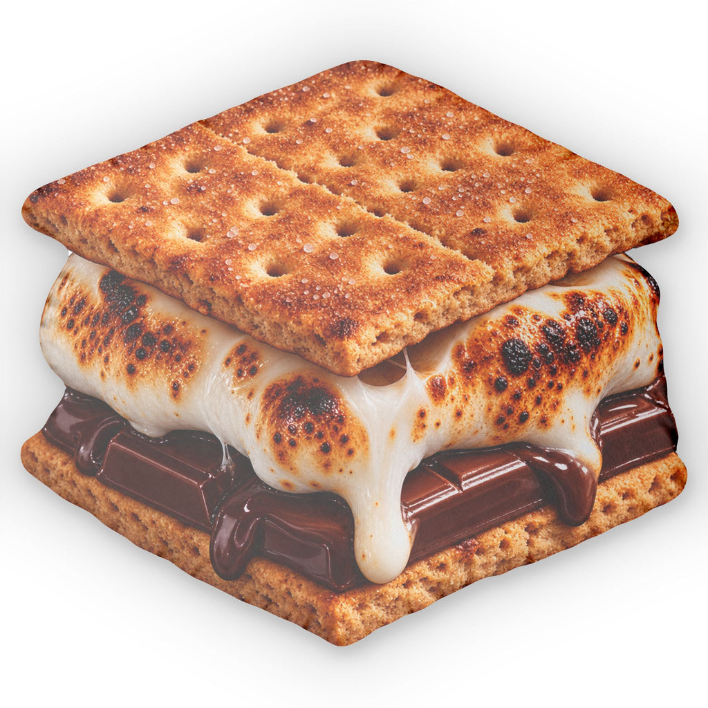 S’mores Shaped Pillow — Realistic Toasted Marshmallow & Chocolate Cushion