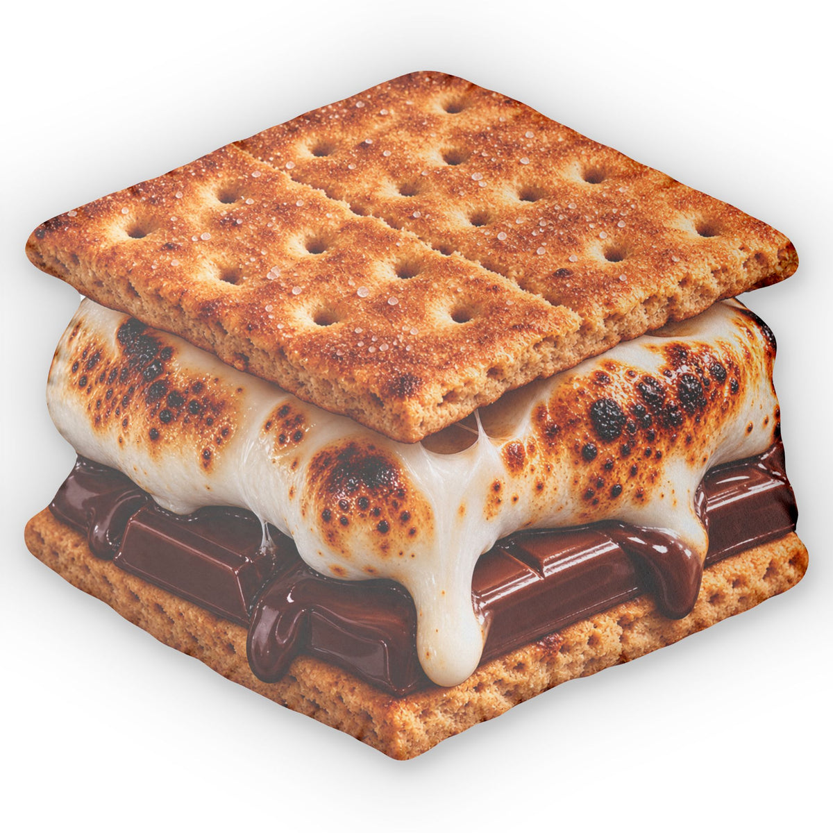 S’mores Shaped Pillow — Realistic Toasted Marshmallow & Chocolate Cushion