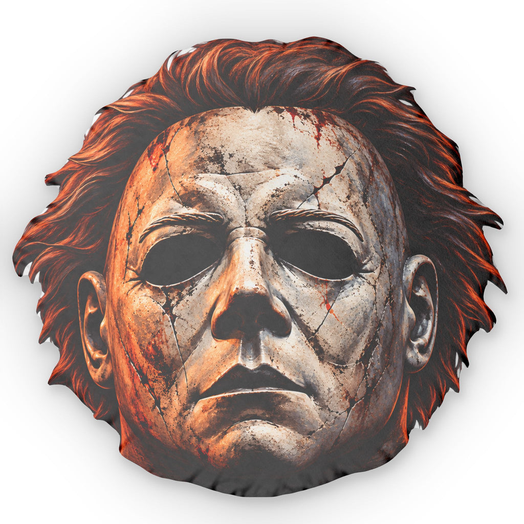 Michael Myers Horror Mask Shaped Pillow — Halloween Decorative Throw