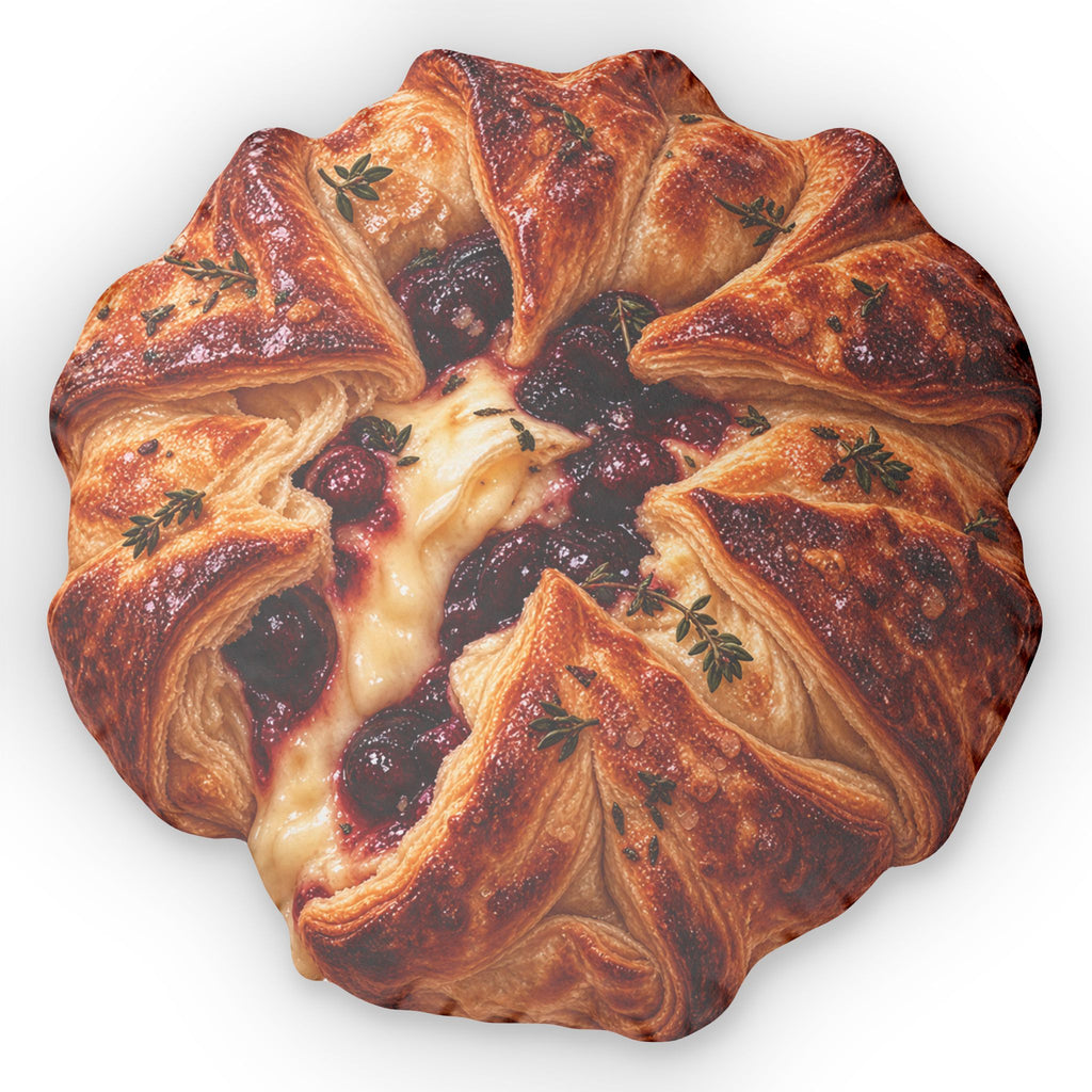Cranberry Brie Parcel Round Pillow — Custom-Shaped Dessert Throw Pillow