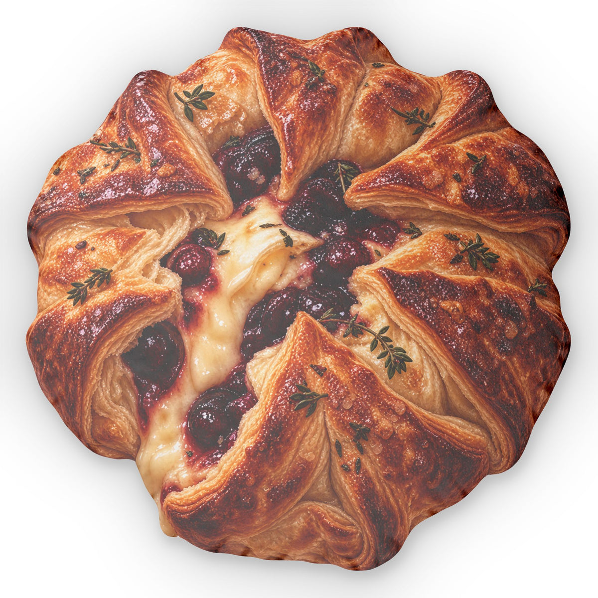 Cranberry Brie Parcel Round Pillow — Custom-Shaped Dessert Throw Pillow