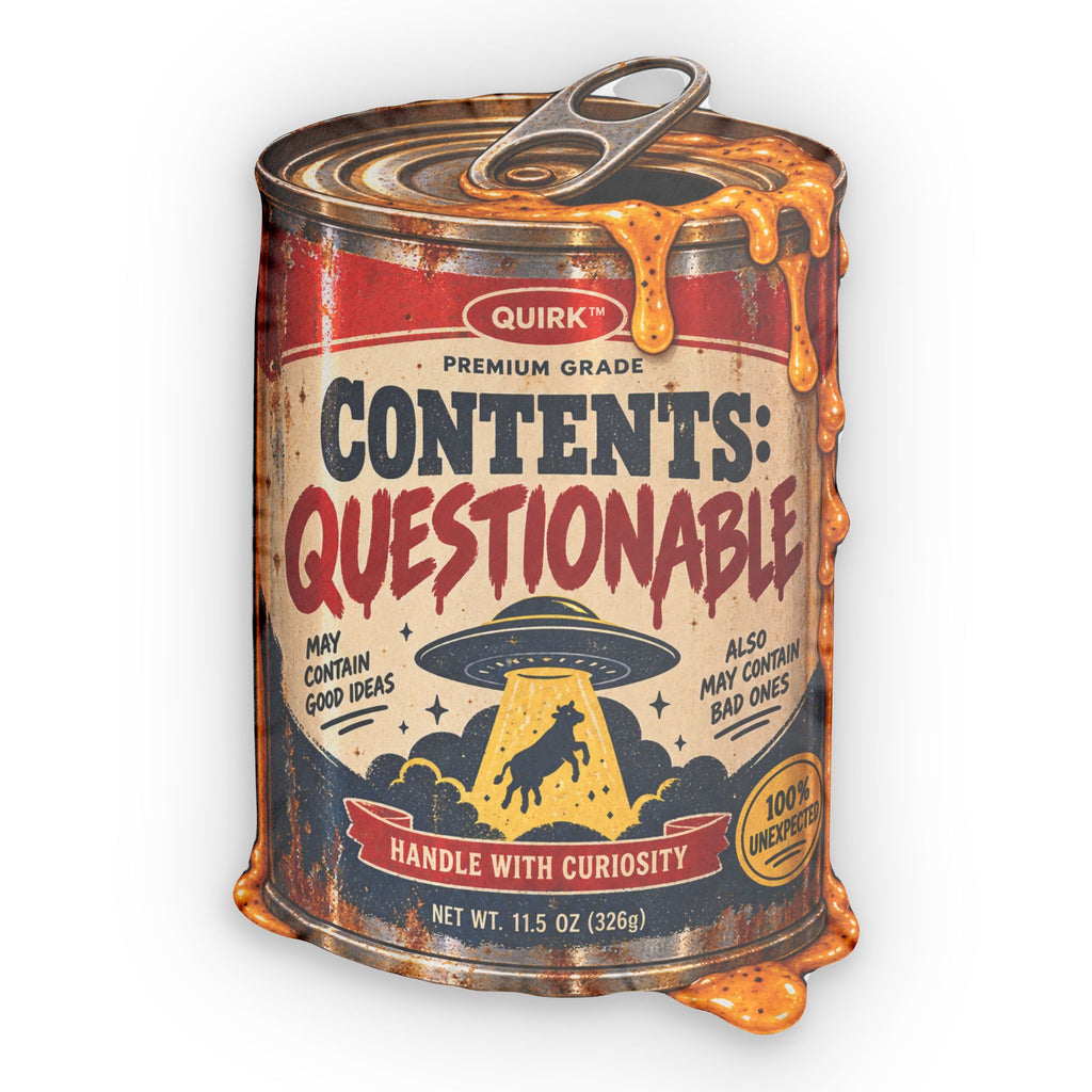Contents: Questionable Can Pillow | Novelty Shaped Pillow, Retro UFO Label